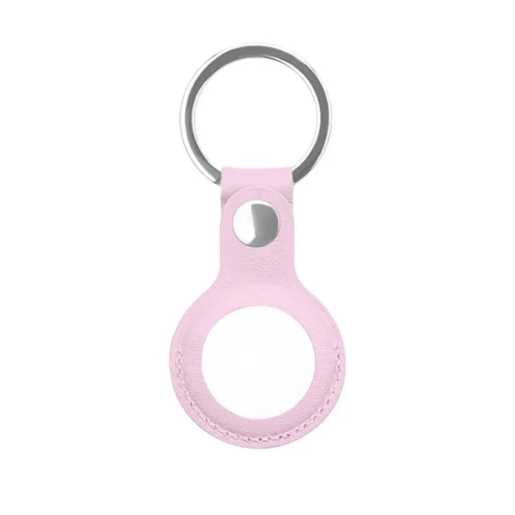 Lederlook beschermhoesje met sleutelhanger voor Apple AirTag (roze)