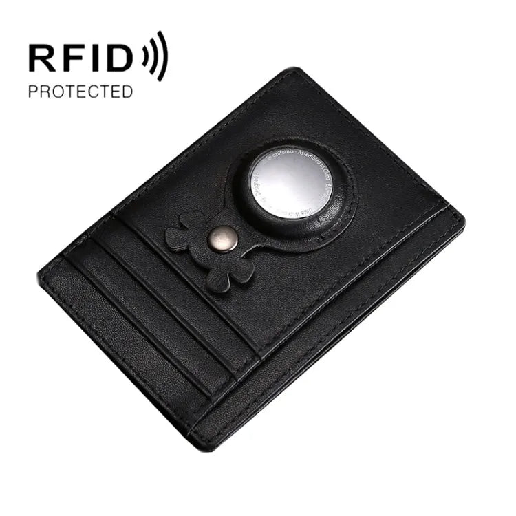 Tracking Locator Leder Geldbörse RFID Anti-Diebstahl Kartenhalter für AirTag, Farbe: Klassisch-Schwarz