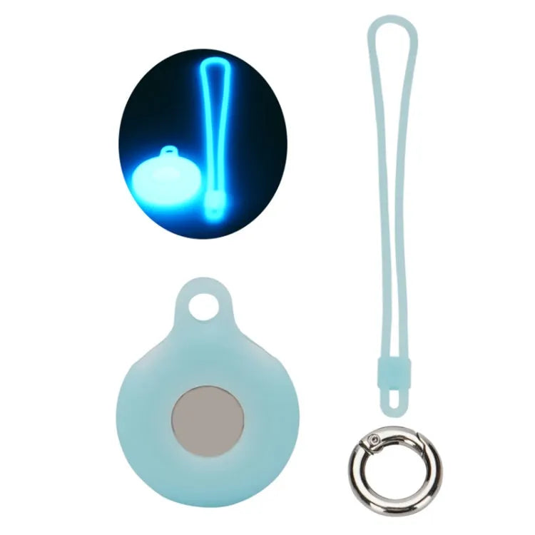 Siliconen hoes met handriem voor Apple AirTag (lichtgevend blauw)