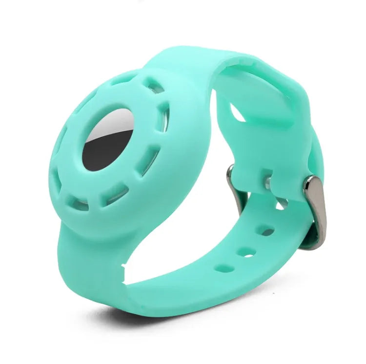 Kratzfest Stoßfest Silikon Armband Riemen Schutzhülle für Airtag (Mint Blue)