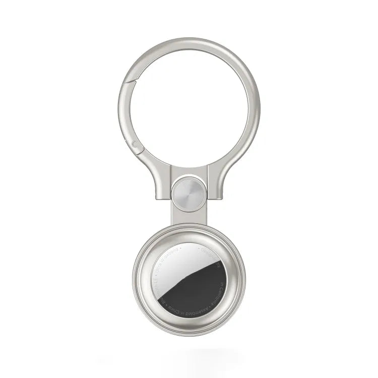 Schokbestendige anti-kras full-metal beschermhoes met sleutelhanger-ringlus voor Apple AirTag (zilver)