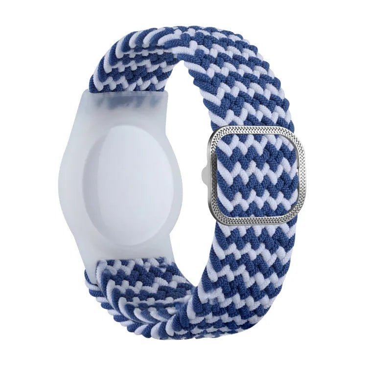 Tracking Locator nylon polsband anti-verlies TPU-hoes voor Apple AirTag (blauw wit)