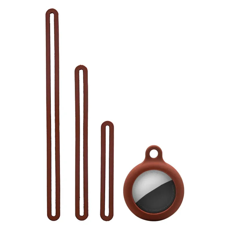 Schokbestendige siliconen beschermkap met 3 lanyards voor Apple AirTag (bruin)