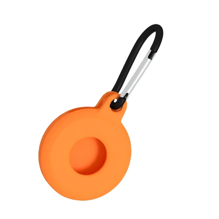 4 pièces de forme ronde antichoc anti-rayures étui de protection en silicone avec mousqueton pour AirTag (orange)