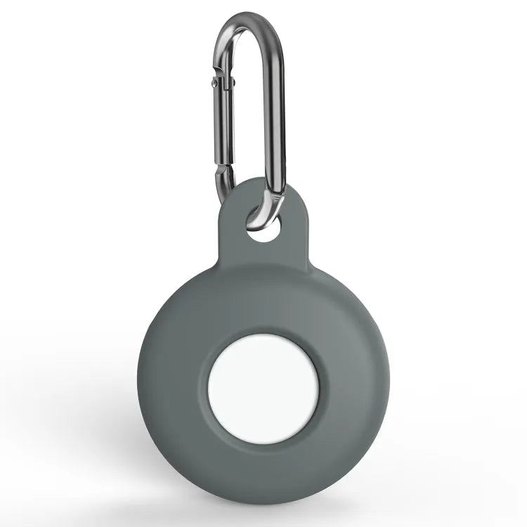 Étui de protection antichoc en silicone anti-rayures avec mousqueton pour AirTag (gris)