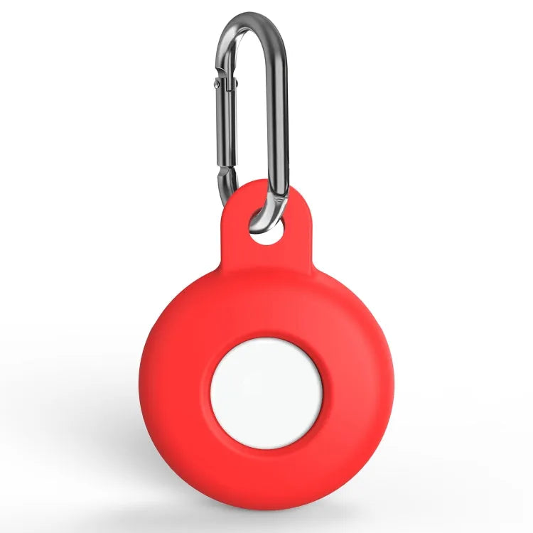 Étui de protection antichoc en silicone anti-rayures avec mousqueton pour AirTag (rouge)