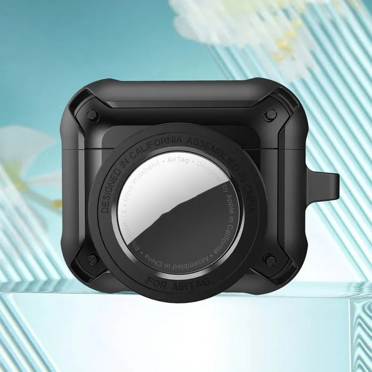 Pour écouteurs sans fil AirPods 3 avec étui Airtag (noir)