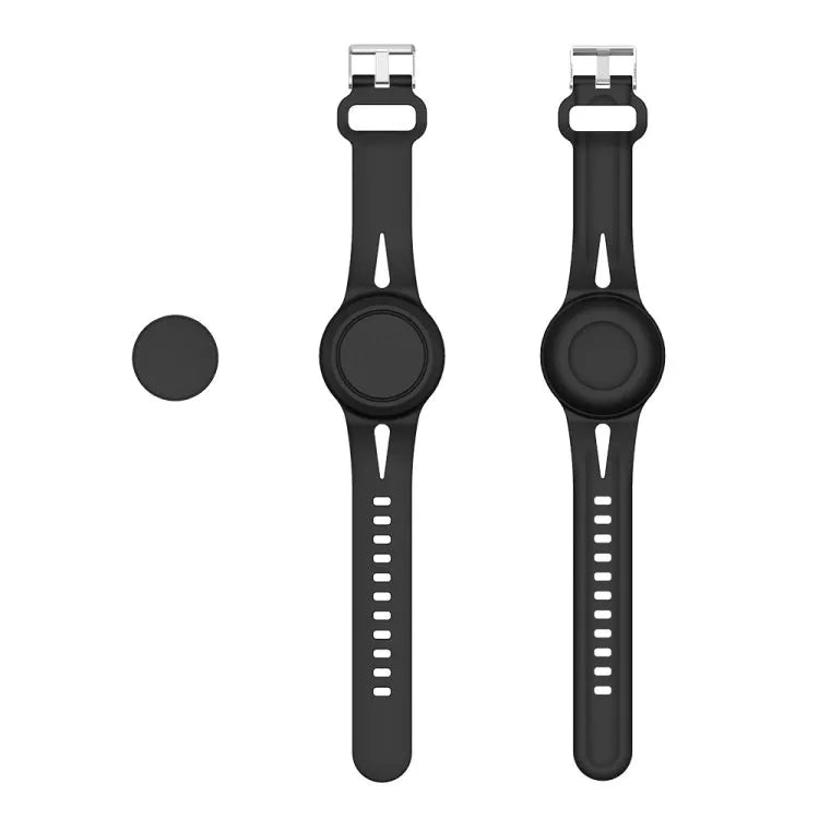 Pour AirTag Bracelet de montre Tracker Coque de protection en silicone Housse de dispositif anti-perte, Couleur : Noir