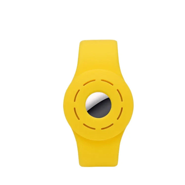 Bracelet en silicone antichoc anti-rayures avec étui de protection pour AirTag (Jaune)