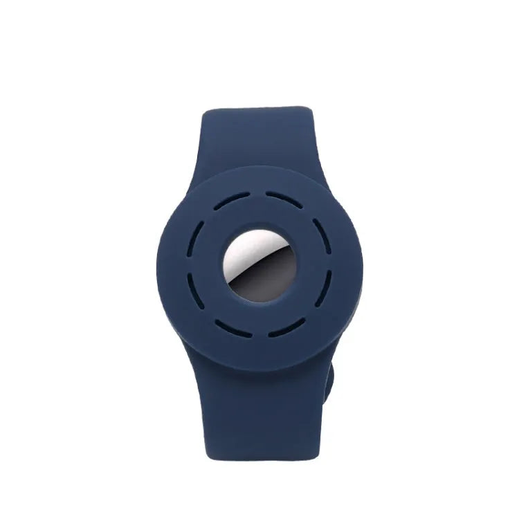 Schokbestendige siliconen armband-beschermhoes voor Apple AirTag (donkerblauw)