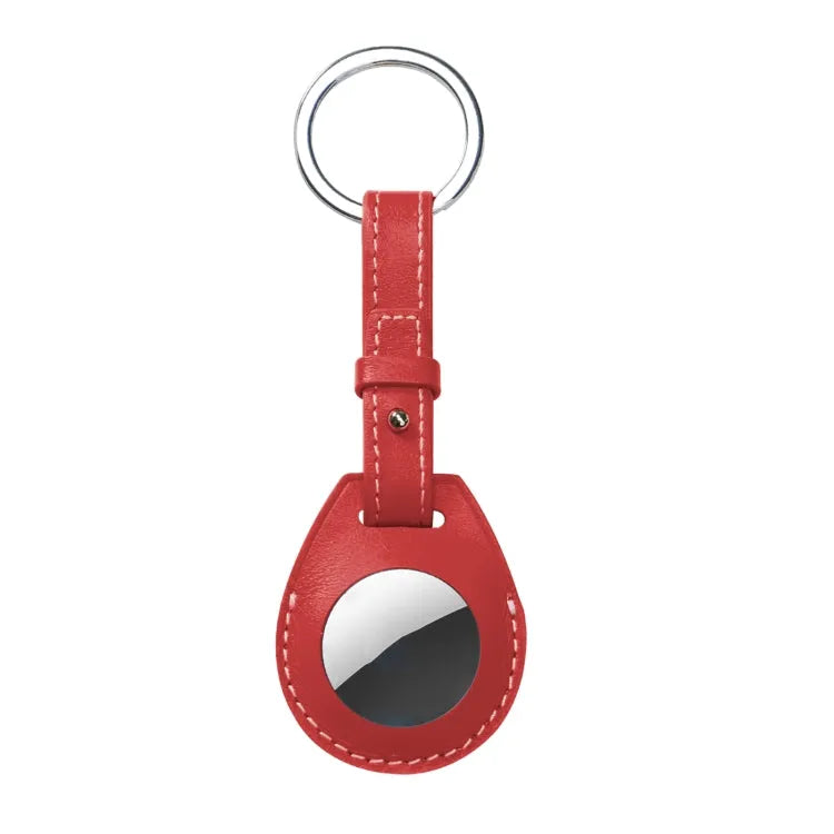 Lederen sleutelhanger-beschermhoes met hanglus voor Apple AirTag (rood)