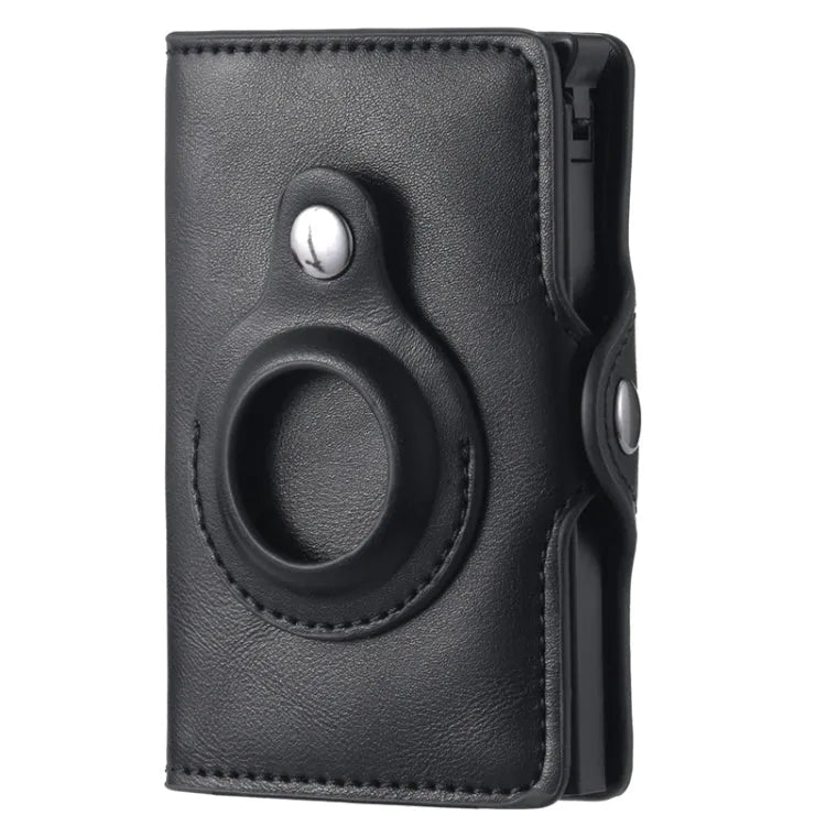 Porte-cartes en métal FY2108 Tracker Wallet pour AirTag, Style : Crazy Horse (noir)