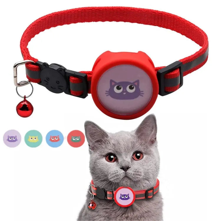 Reflecterende huisdierhalsband met bel voor AirTag — rood