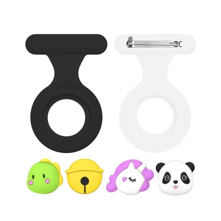 AirTag siliconen broche-hoes 2 stuks met cartoonstekkers — zwart/wit