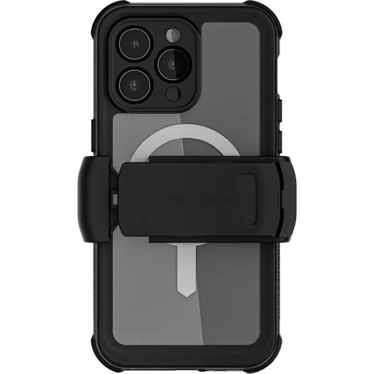 Ghostek Nautical Waterproof MagSafe Case + Belt Swivel Holster Apple iPhone 15 Pro Max Clear