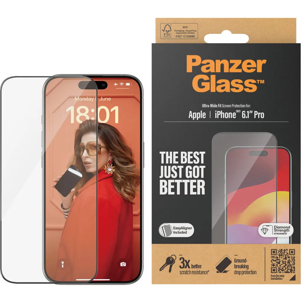 Panzerglass Apple iPhone 15 Pro - Ultra-Wide Fit with EasyAligner