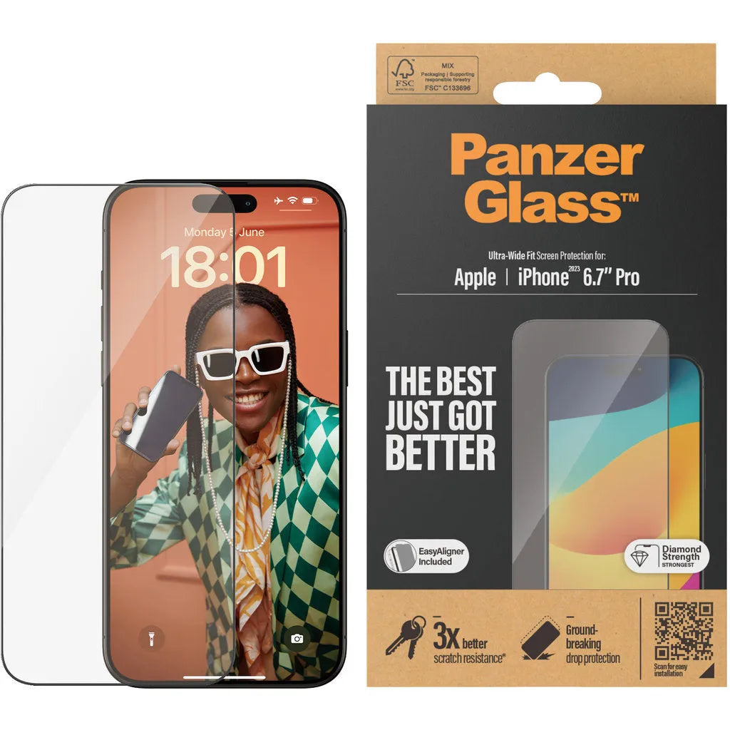 PanzerGlass iPhone 15 Pro Max – Ultra-Wide Fit mit EasyAligner