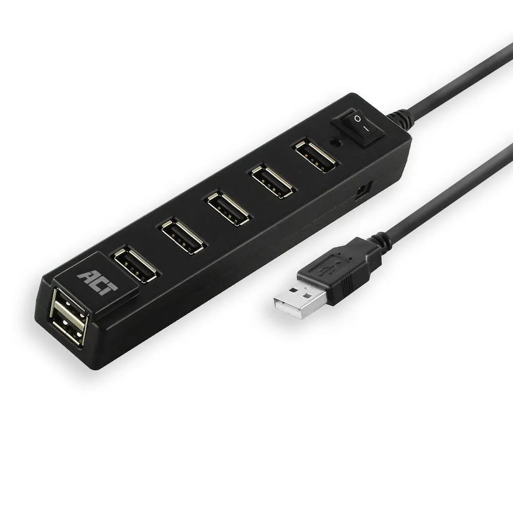 ACT USB-Hub, 7 Ports, Ein-/Ausschalter