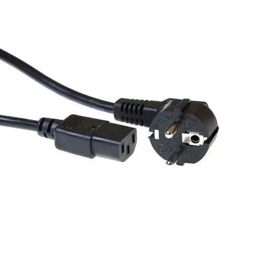ACT 230V aansluitkabel schuko male (haaks) - C13 zwart 1 m