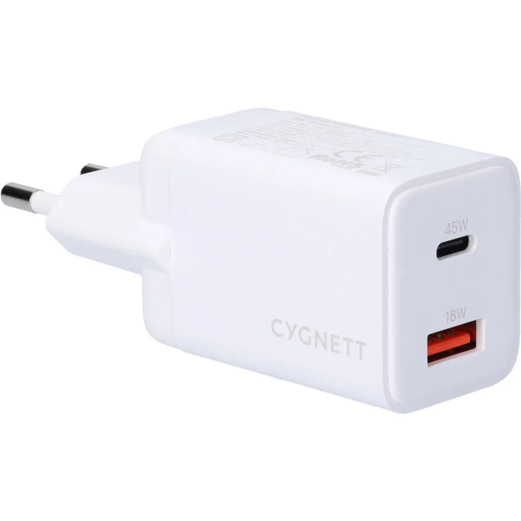Chargeur mural Cygnett Powerplus 45W double port blanc