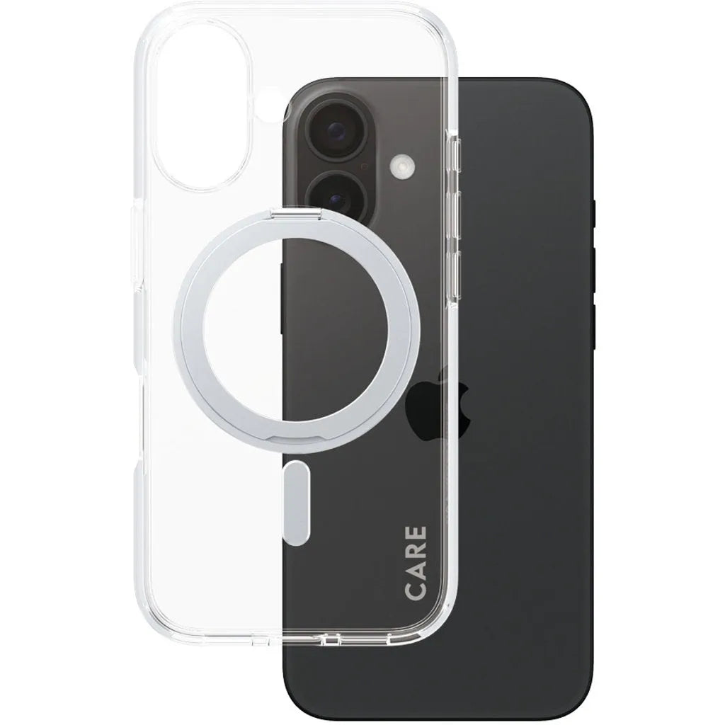 CARE by PanzerGlass Feature Case Transparent w. Silver Kickstand & MagSafe iPhone 16