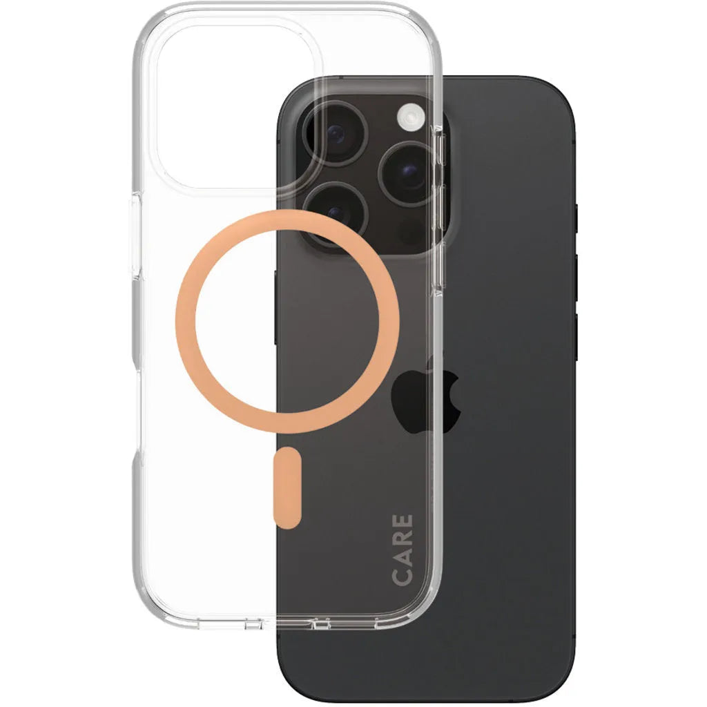 CARE by PanzerGlass Flagship Case Transparent Urban Combat w. Peachy MagSafe iPhone 16 Pro