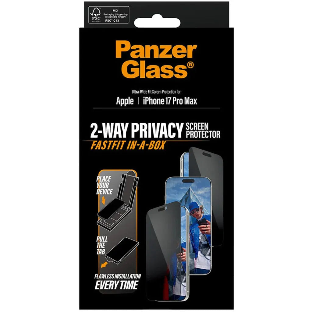 PanzerGlass FastFit Apple iPhone 17 Pro Max - Ultra-Wide-Fit Privacy Glass