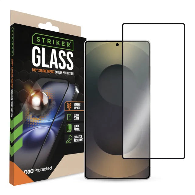 Striker D3O Xtreme Impact Glass Screen Protector - Black Frame - Samsung Galaxy S25 Ultra 5G