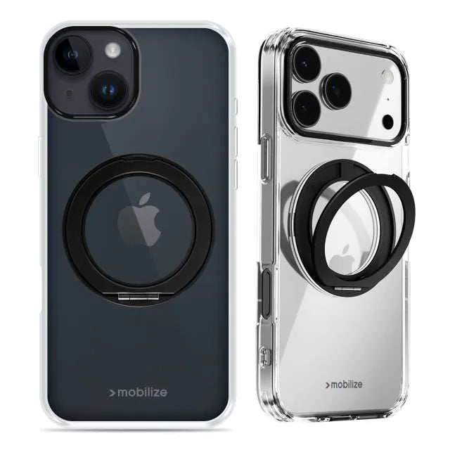 Mobilize MagSafe Kompatibles 360 drehbares Ringständer-Case Apple iPhone 13/14 Transparent/Schwarz