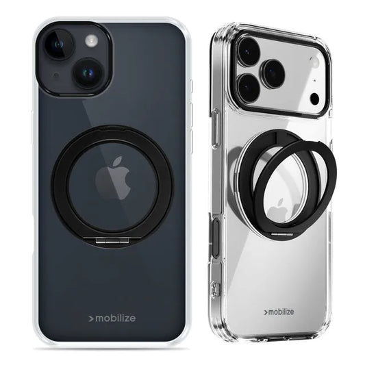 Mobilize MagSafe Compatible 360 Rotating Ring Stand Case Apple iPhone 13/14 Clear/Black