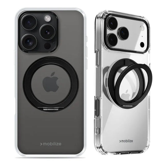 Mobilize MagSafe Compatible 360 Rotating Ring Stand Case Apple iPhone 15 Pro Max Clear/Black