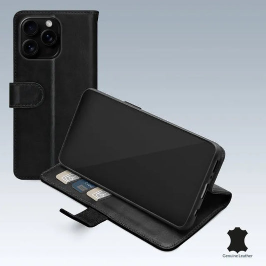 Mobilize Housse portefeuille en cuir Apple iPhone 16 Pro Noir