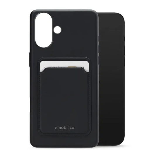 Mobilize Rubber Gelly Card Case Apple iPhone 16 Noir mat
