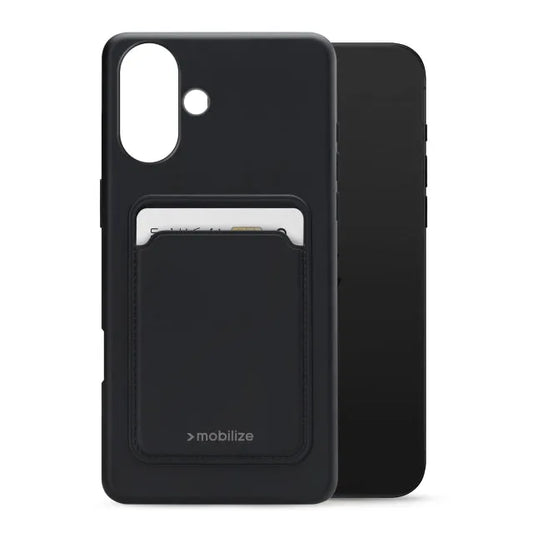 Mobilize Rubber Gelly Card Case Apple iPhone 16 Plus Noir Mat
