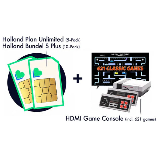 Lycamobile Pack SIM + Console de jeu HDMI avec 621 jeux
