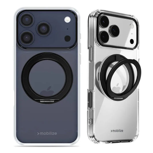 Mobilize MagSafe Compatible 360 drehbarer Ring Ständer Hülle Apple iPhone 17 Pro Max Clear/Black