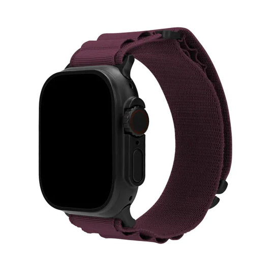 Mobilize Nylon Armband - Alpine - Schwarzer Anschluss - für Apple 42/44/45/49mm - Bordeaux