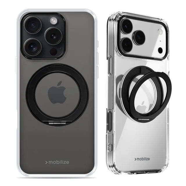 Mobilize MagSafe Compatible 360 Rotating Ring Stand Case Apple iPhone 15 Pro Clear/Black
