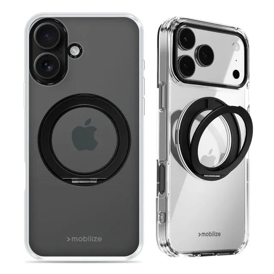 Mobilize MagSafe Compatible 360 Rotating Ring Stand Case Apple iPhone 16 Clear/Black