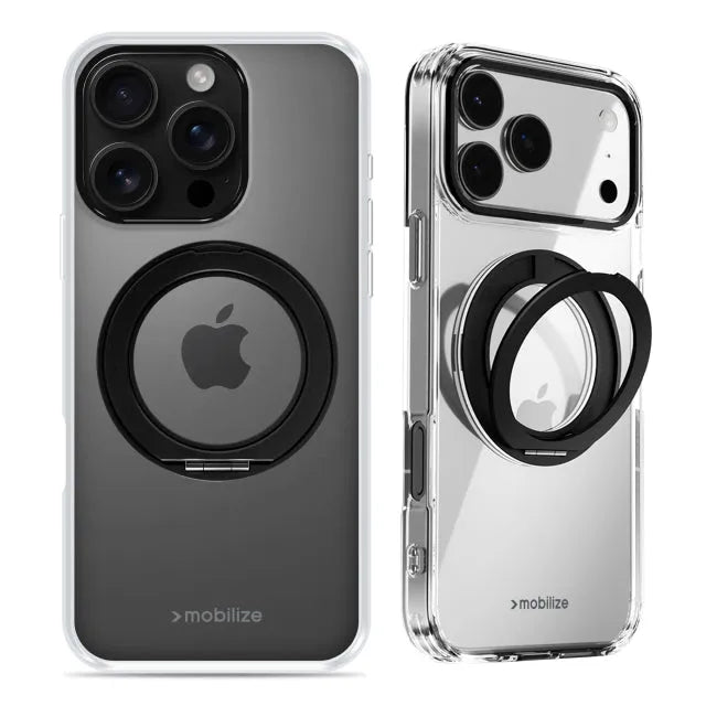 Mobilize MagSafe Compatible 360 Rotating Ring Stand Case Apple iPhone 16 Pro Clear/Black