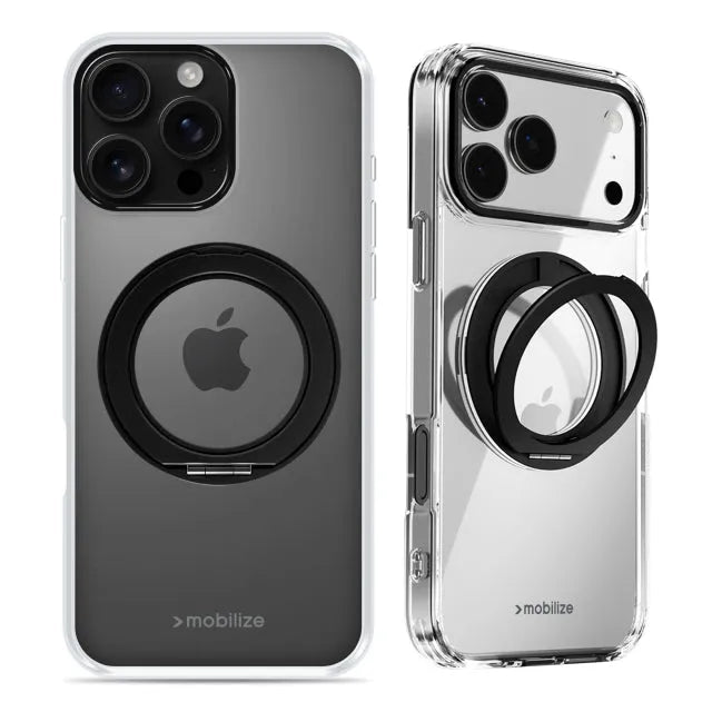 Mobilize MagSafe Compatible 360 Rotating Ring Stand Case Apple iPhone 16 Pro Max Clear/Black
