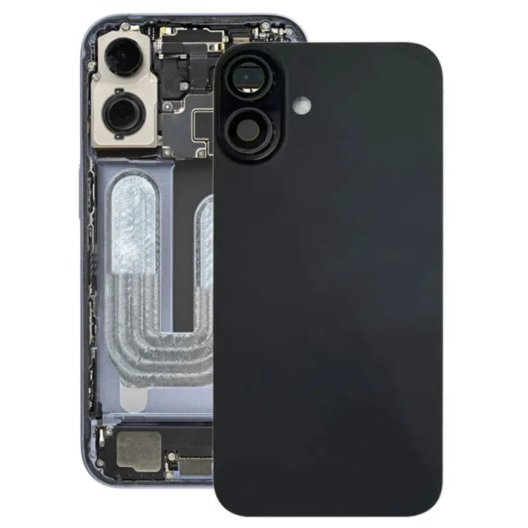 Batterijachterklep met cameralensframe voor iPhone 16 Plus (zwart)
