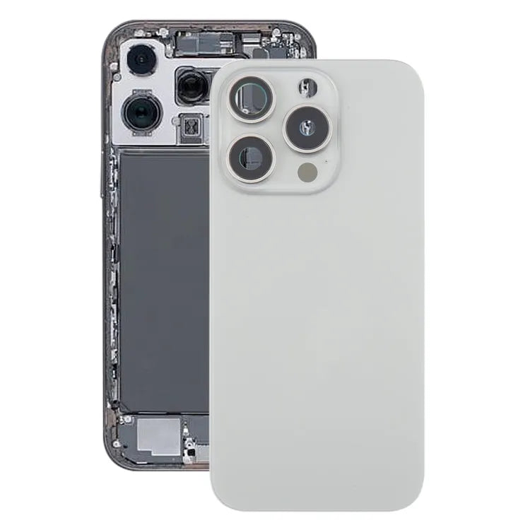 Originele glazen batterij-achtercover met cameralensframe met MagSafe-magneet voor iPhone 16 Pro (zilver)