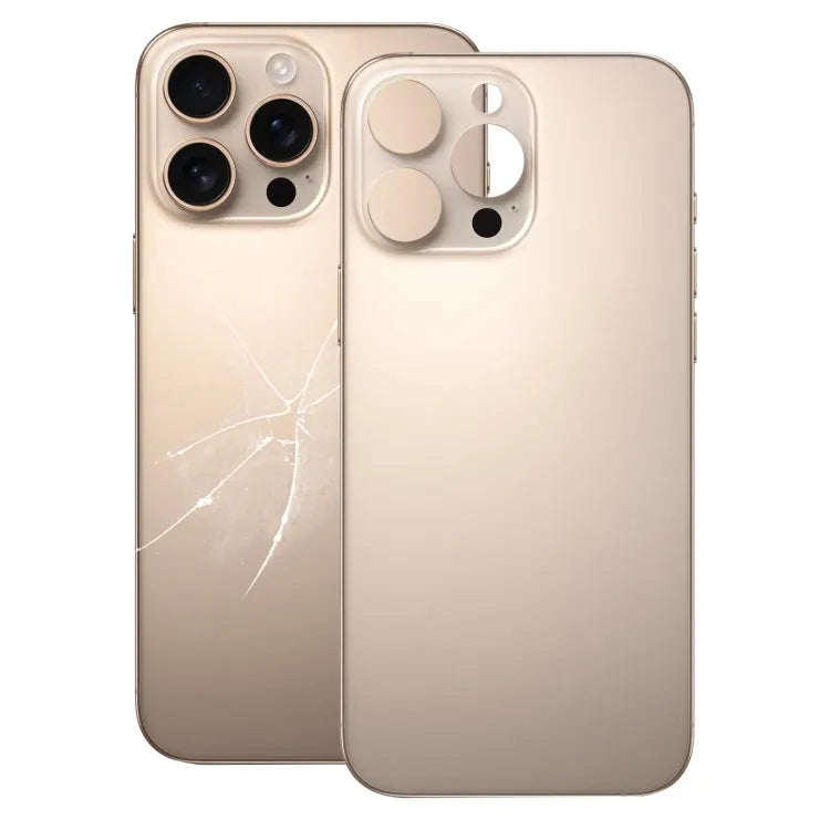 Glazen achterklep groot cameragat iPhone 16 Pro (goud)