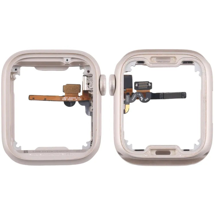 Apple Watch Series 7 / 8 / 9 45 mm GPS aluminiumlegering middenframe-bezelplaat met Crown Spin Axis flexkabel (starlight)