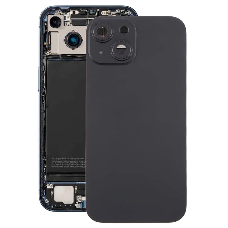 Glazen batterijcover met cameralensframe voor iPhone 15 Plus (zwart)