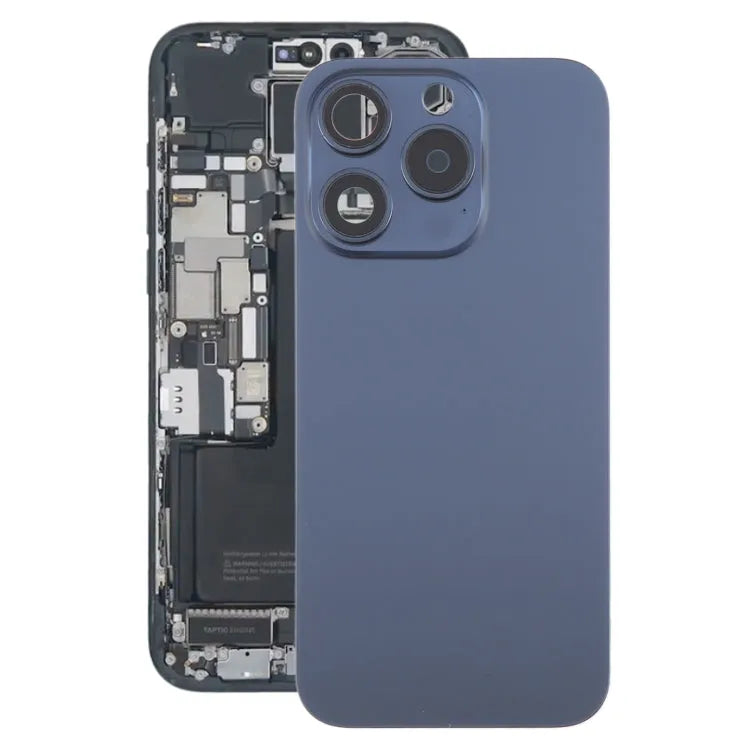 Glazen batterijcover met cameralensframe met MagSafe-magneet voor iPhone 15 Pro (blauw)