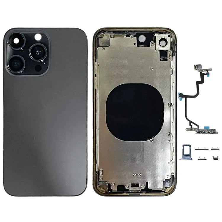 Achterkant met iPhone 15 Pro-uiterlijk voor iPhone XR (zwart)