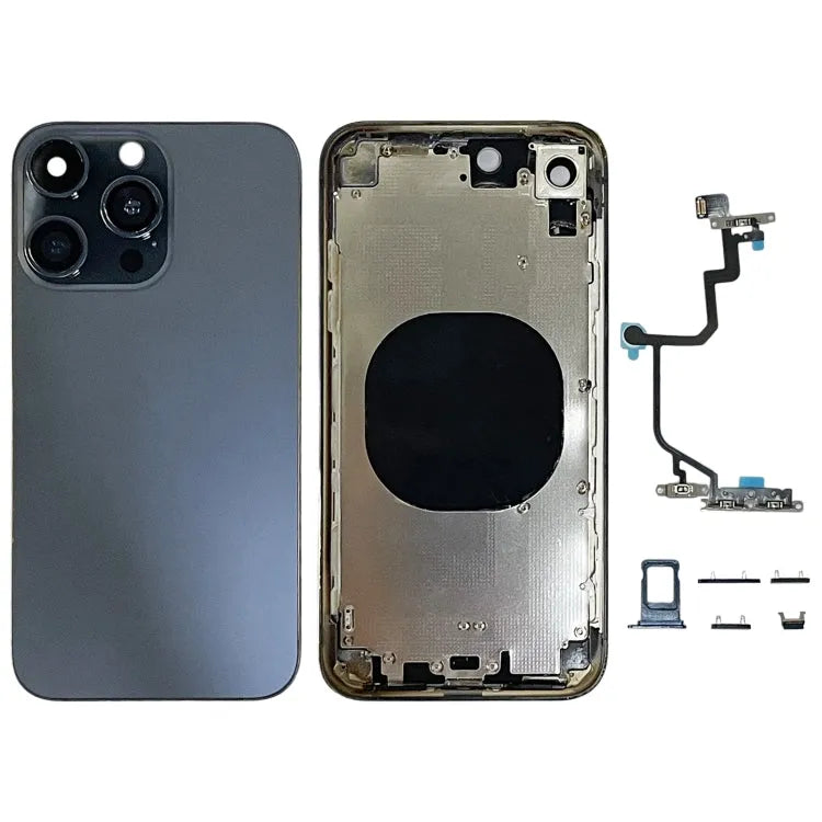 Achterkant met iPhone 15 Pro-uiterlijk voor iPhone XR (blauw)