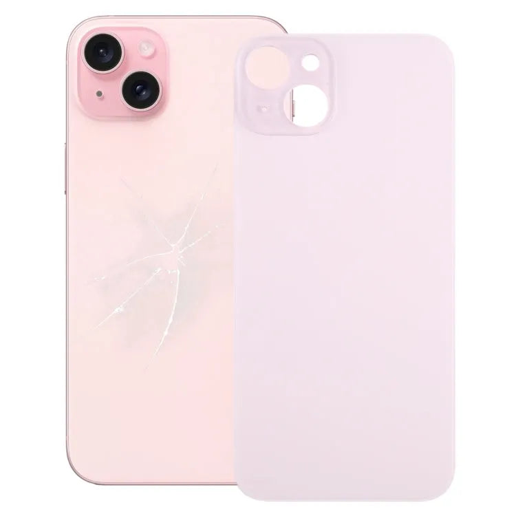 Glazen achterkant met groot cameragat voor iPhone 15 Plus (roze)